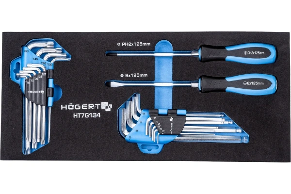 Набор отверток HOEGERT ключи HEX/TORX ложемент EVA  HT7G134 в Екатеринбурге 