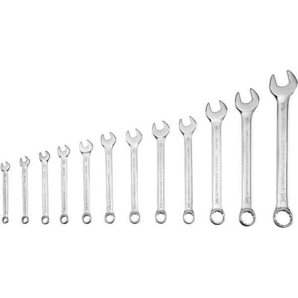 Набор комбинированных ключей GROSS 6-22 мм, CrV, холодный штамп, 12 шт. 15149