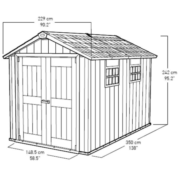 Блок хозяйственный из ПВХ "Keter" Окланд 7511 серый 229x350x242см 211кг  17201421 в Екатеринбурге