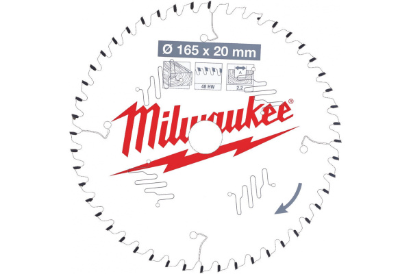 Пильный диск Milwaukee по дереву 165х20х2,2 Z48 4932471295
