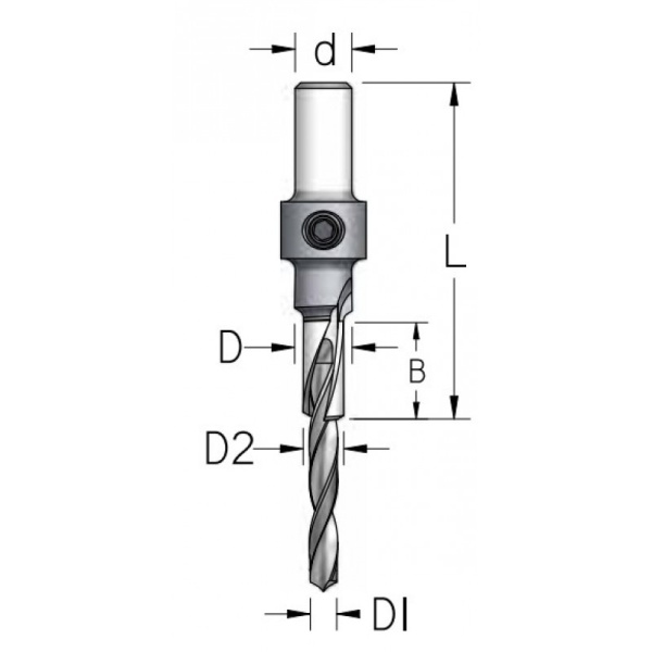 Сверло-зенковка DIMAR для конфирматов D1=3.5 D2=5.0 D=8 B=15 L=53 ACD0507D в Екатеринбурге