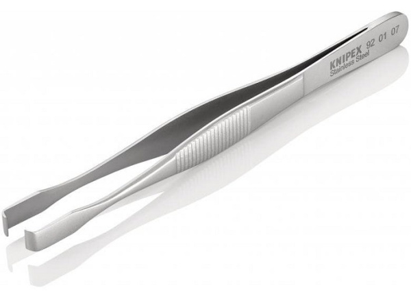 Пинцет KNIPEX позиционный, нержавеющая сталь, 143 мм, гладкие губки под 90°, ширина наконечников: 5.8 мм KN-920107 в Екатеринбурге 