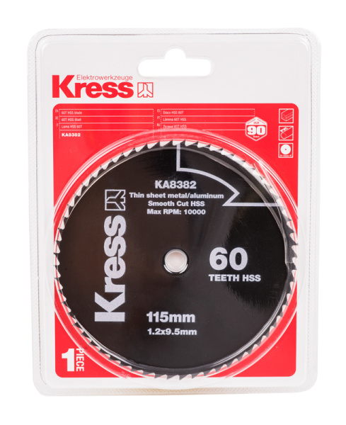 Диск по металлу и алюминию KRESS 60T HSS 115х1,2х9,5 мм в Екатеринбурге