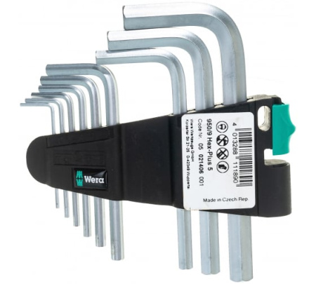 Набор Г-образных ключей Wera 950/9 SM N, хромированных, 9 пр., 1.5/2/2.5/3/4/5/6/8/10 мм WE-021406 в Екатеринбурге 