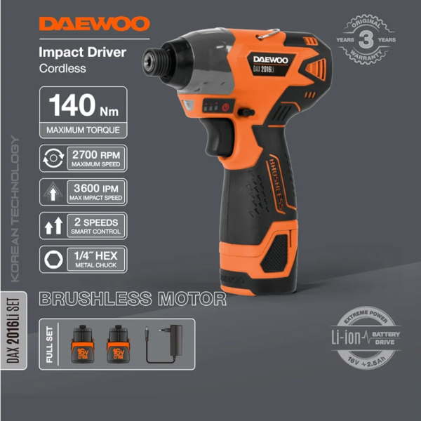 Винтоверт ударный аккумуляторный DAEWOO DAX 2016Li SET  в Екатеринбурге