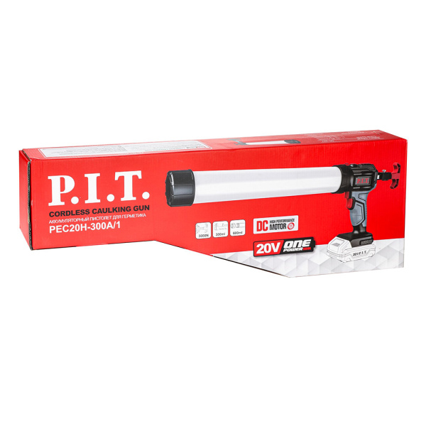 Пистолет для герметика аккум. P.I.T. PEC20H-300A/1 SOLO (20В, 4ск,3000Н,300мл,600мл,LED, антикапля) в Екатеринбурге