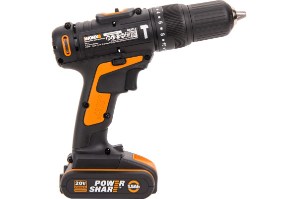 Дрель-шуруповерт ударная аккумуляторная WORX WX371.3, 20В, 40Нм, 1.5Ач x1, кейс в Екатеринбурге