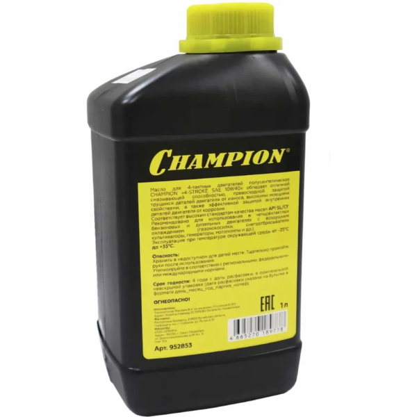 Масло полусинтетическое зимнее CHAMPION SAE 10W40 API SL/CF 1 952853 в Екатеринбурге