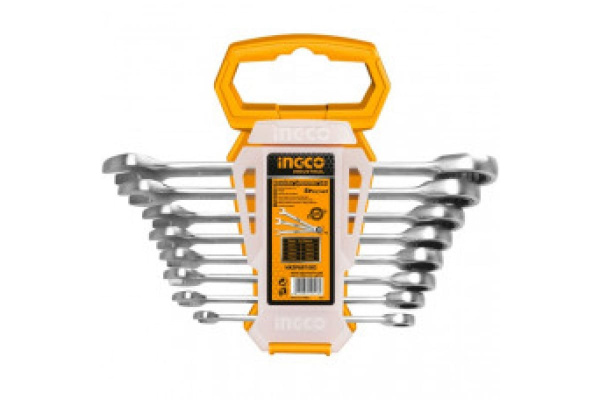 Набор комбинированных гаечных ключей с трещоткой  INGCO 8 шт HKSPAR1082