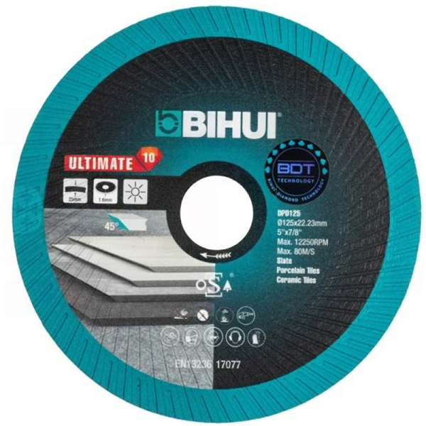 Диск алмазный BIHUI Ultimate Edge 125х1,6мм для резки и заусовки плитки под 45  DPD125
