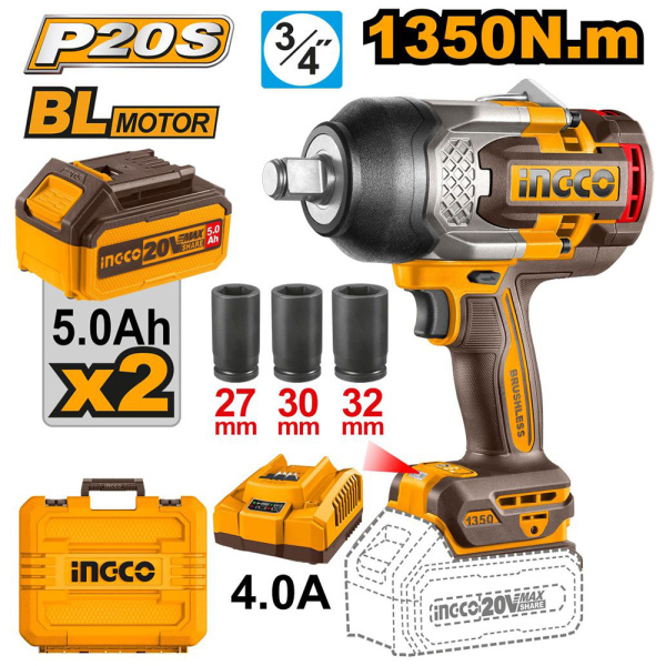 Аккумуляторный ударный гайковерт INGCO CIWLI20135 INDUSTRIAL в Екатеринбурге