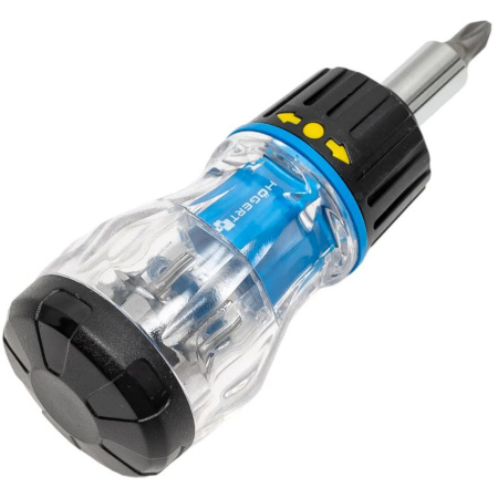 Отвертка с реверсом HOEGERT 100мм. биты 12шт.  HT1S214-1 в Екатеринбурге 