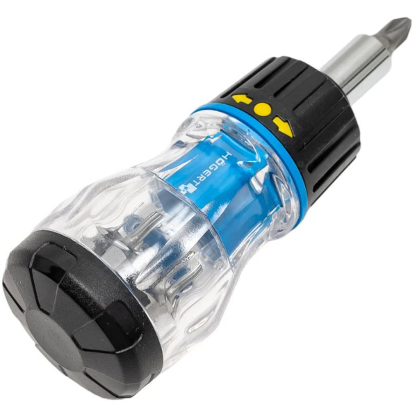 Отвертка с реверсом HOEGERT 100мм. биты 12шт.  HT1S214-1 в Екатеринбурге 