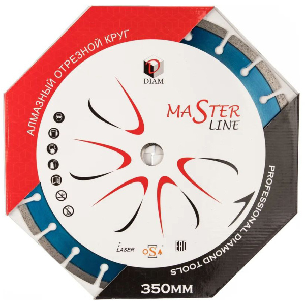 Круг алмазный сегментный DIAM ЖЕЛЕЗОБЕТОН MASTER LINE 350x3.0x10x25.4  000503