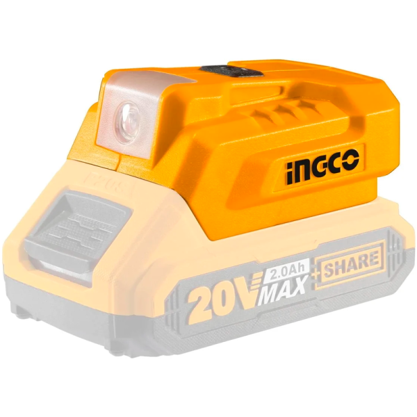 Фонарь и USB адаптер для аккумулятора INGCO USB 20 В  CUCLI2022 в Екатеринбурге