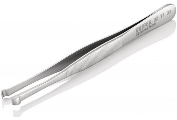Пинцет KNIPEX позиционный, нержавеющая сталь, 122 мм, гладкие прямые губки, ширина наконечников: 4.0 мм KN-921103 в Екатеринбурге 