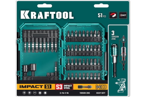 Набор бит ударных + держатель Kraftool Impact-51 51пр.  26066-H51 в Екатеринбурге