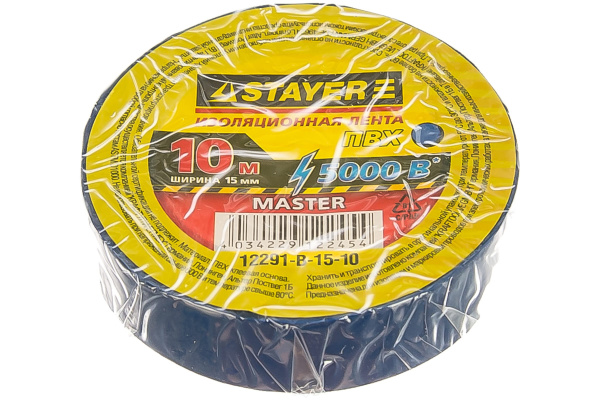 Изолента ПВХ Staer синяя 15х10 12291-В в Екатеринбурге