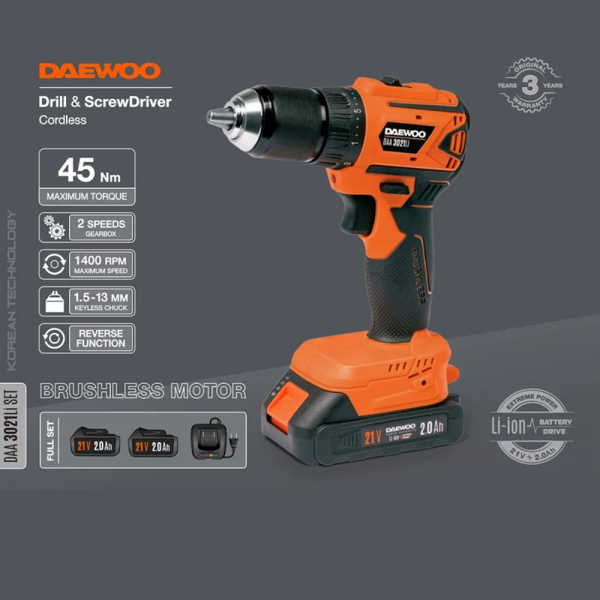 Дрель-шуруповерт аккумуляторная DAEWOO DAA 3021Li SET  в Екатеринбурге