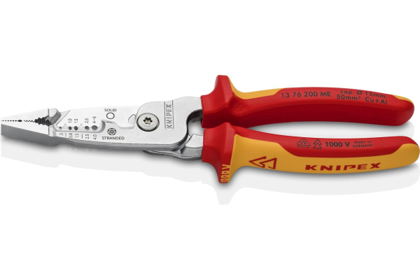 Клещи электромонтажные KNIPEX 5-в-1, зачистка: 0.75-4/6мм/кв., рез: d.15/50мм/кв.  KN-1376200ME