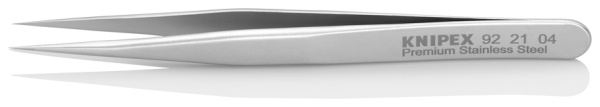 Минипинцет KNIPEX прецизионный, нержавеющая сталь, 90 мм, гладкие прямые игловидные губки, ширина наконечников: 0.15 мм KN-922104