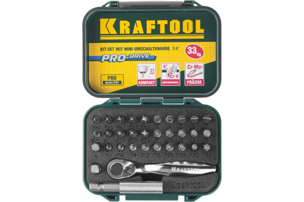 Набор бит с трещоткой Kraftool Expert 33пр.  26157-H33 в Екатеринбурге