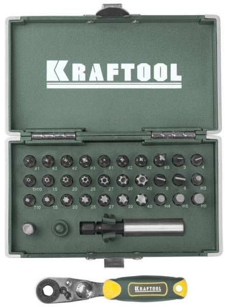 Набор бит+держатель+трещетка Kraftool X-Drive Cr-Mo 33пр.  26065-Н33 в Екатеринбурге