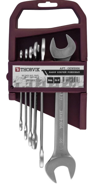 Набор ключей рожковых "THORVIK" 6пр. 6х7,8х10,9х11,12х13,14х17,19х22мм  OEWS006  052008