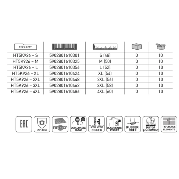 Утепленная куртка с капюшоном HOEGERT LEON темно-синяя XL  HT5B926-XL в Екатеринбурге