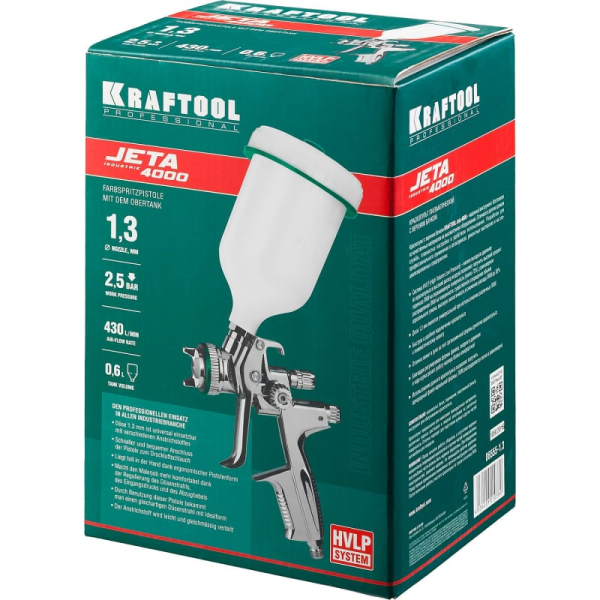 Краскопульт с верхним бачком Kraftool Jeta 4000 HVLP 1.3мм.  06555-1.3 в Екатеринбурге