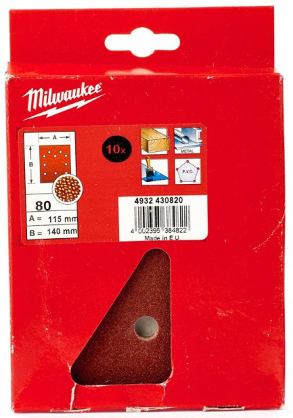 Шлиф. бумага Milwaukee 115x140 зерно80 (10шт)