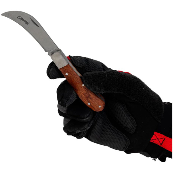 Нож прививочный SAMURAI складной, нержавеющий. L=170мм (70мм изогнутое лезвие+100мм ручка) IGKMP-68W в Екатеринбурге 