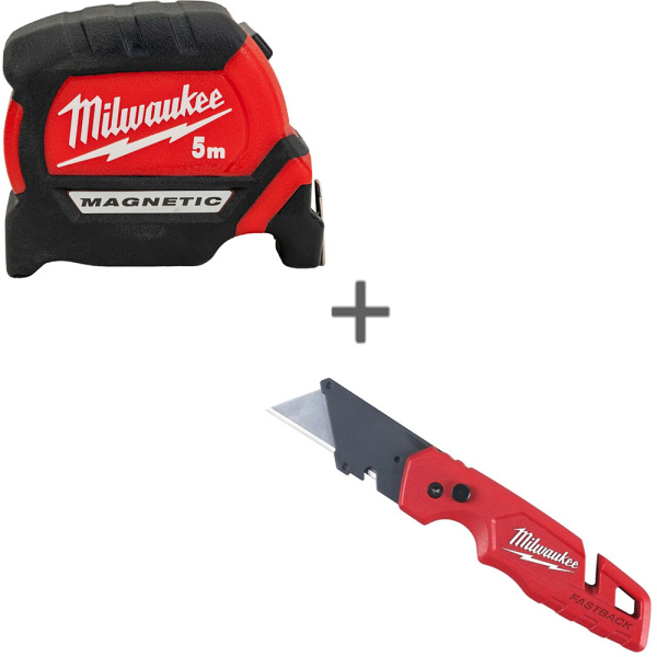 Нож м/ф складной MILWAUKEE (1шт) 4932471357+Рулетка магнит. GEN III 5м 4932464599