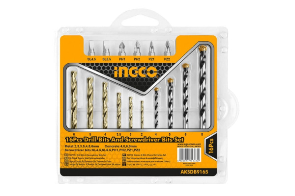 Набор сверл и бит INGCO  16 шт. AKSDB9165