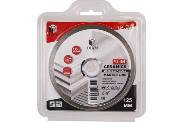 Диск алмазный по керамограниту DIAM Ceramics Slim MasterLine 125х1,0х7,5х22,2мм.  000700 в Екатеринбурге
