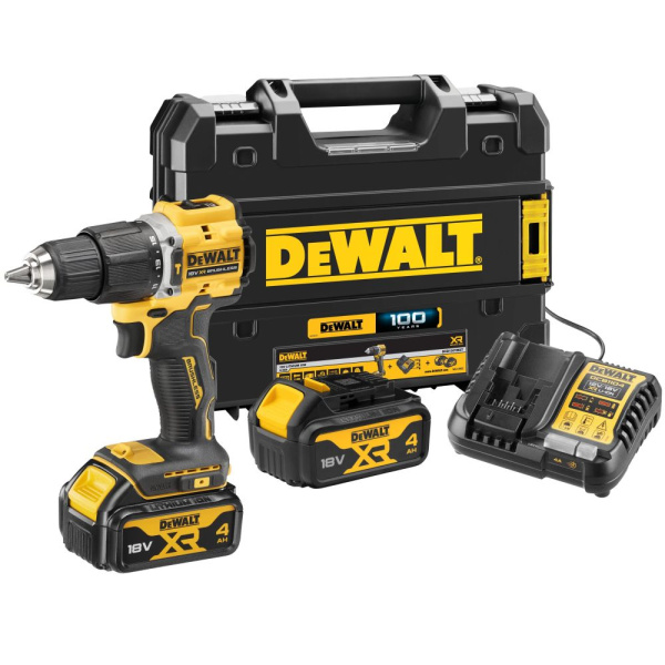 Шуруповерт аккумуляторный DeWalt DCD100YM2T-QW (18В,Li-Ion,BL,4Ач, 2-х ск, 1500об/мин,2АКБ и З/У)