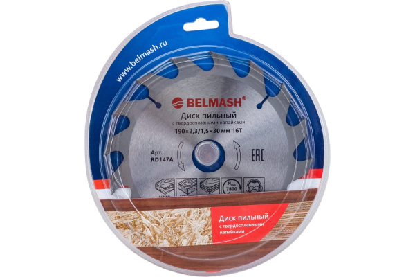 Диск пильный по дереву BELMASH 190х30/20мм. 16зуб.  RD147A