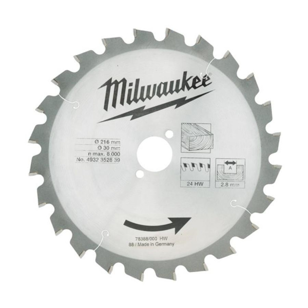Пильный диск Milwaukee 216/30 Z24