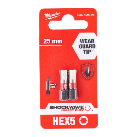 Насадка Milwaukee SHOCKWAVE Hex5 25мм (2шт) 4932430896