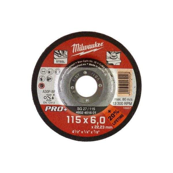 Шлифовальный диск Milwaukee по металлу SG 27/115х6 PRO+ 1шт