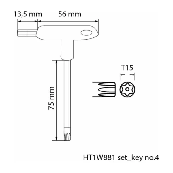 Ключ HOEGERT Тorx  TT30 torx security тип "Т" длинный 10шт.  HT1W881 в Екатеринбурге 