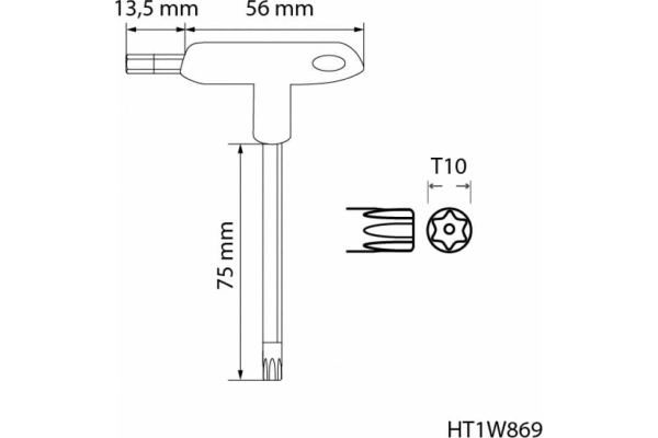 Ключ HOEGERT torx security типа "Т", длинный TT10 HT1W869 в Екатеринбурге 