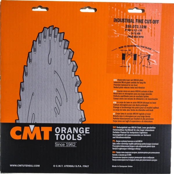 Диск пильный CMT 300x30x3,2/2,2 10° 15° ATB Z=72  285.072.12M в Екатеринбурге