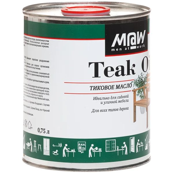 Масло тиковое Men at Work TEAK OIL 0,7л. 80085 в Екатеринбурге