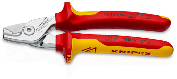 Кабелерез KNIPEX StepCut VDE, ступенчатый рез, рез: кабель d 15 мм (50 кв. мм, AWG 1/0), 160 м KN-9516160SB в Екатеринбурге 