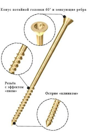 Саморез для пола (отделочный) потай "INFIX" 4,0х70мм. TORX15 200шт.  47207 в Екатеринбурге