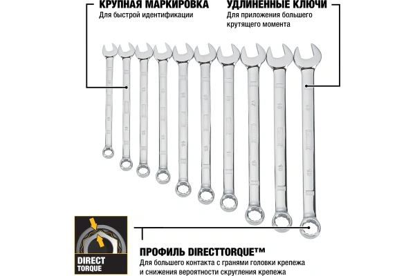 Набор комбинированных ключей DeWalt  10 шт DWMT19227-1 в Екатеринбурге 
