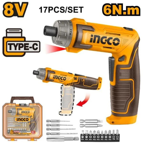 Аккумуляторная отвертка INGCO CSDLI08025 INDUSTRIAL в Екатеринбурге