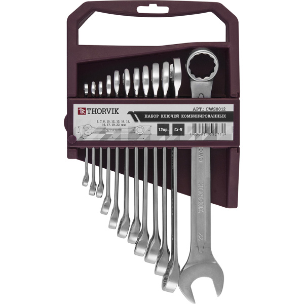 Набор ключей гаечных комбинированных на держателе 6-22 мм,12 пред. Thorvik CWS0012 052046