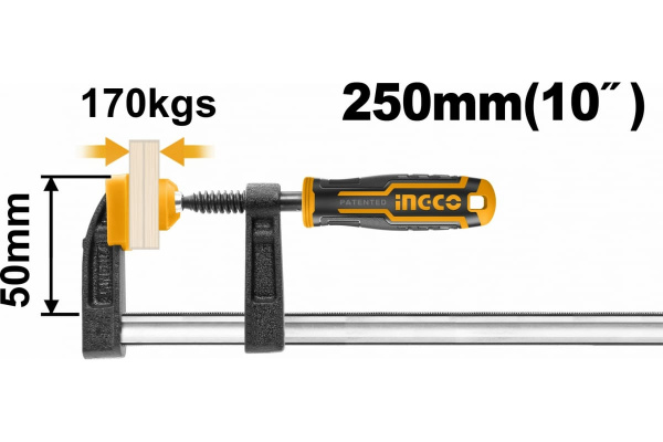 Струбцина F-образная INGCO INDUSTRIAL 50Х250 мм HFC020503 в Екатеринбурге 